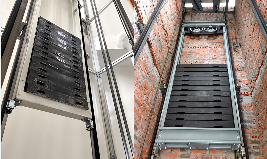 Xác định trọng lượng đối trọng và lắp rail dẫn hướng đúng kỹ thuật